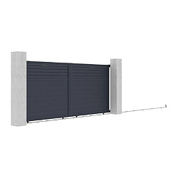 Acheter Vente-Unique Portail électrique coulissant aluminium persienné L416 x H180 cm anthracite - VIAZO