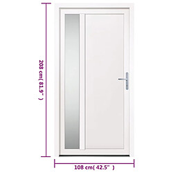 vidaXL Porte d'entrée Blanc 108x208 cm PVC pas cher