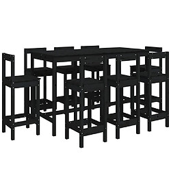 vidaXL Ensemble de bar 9 pcs Noir Bois de pin massif