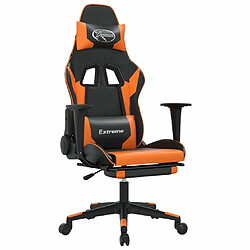 Maison Chic Chaise de jeu, Chaise gaming de massage et repose-pied, Fauteuil gamer,Chaise de Bureau Noir orange Similicuir -GKD94387