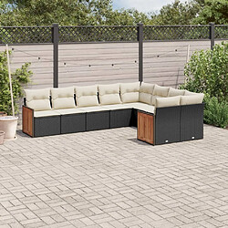 Maison Chic Salon de jardin 9 pcs avec coussins | Ensemble de Table et chaises | Mobilier d'Extérieur noir résine tressée -GKD39961