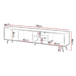 Acheter Bestmobilier Wairoa - meuble TV 3 portes et 2 niches - noir - 175 cm