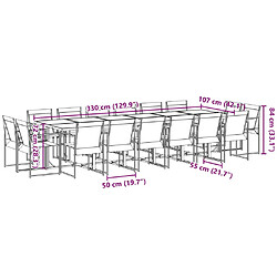 vidaXL Ensemble à manger de jardin 17 pcs noir textilène pas cher