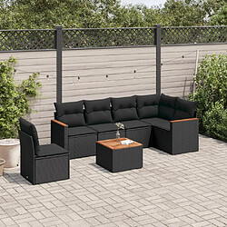 Maison Chic Ensemble Tables et chaises d'extérieur 7pcs avec coussins,Salon de jardin noir résine tressée -GKD205528