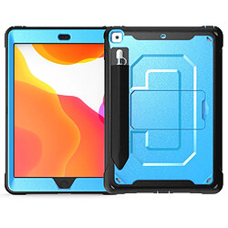 Acheter Coque en TPU anti-chute avec béquille et porte-capuchon de stylo bleu pour votre Apple iPad 10.2 (2019)