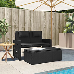 Avis Maison Chic Banc inclinable de jardin avec coussins| Banc d'extérieur noir résine tressée -GKD11631