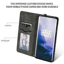 Wewoo Housse Coque Etui en cuir avec rabat horizontal magnétique Business Skin Feel pour OnePlus 7 Pro Gris foncé