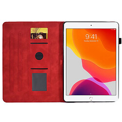 Etui en PU avec support, porte-cartes et porte-stylo pour votre iPad 10.2 (2019)/(2020)/Air 10.5 pouces (2019) - rouge