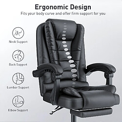 Chaise de bureau avec repose-pieds - Rattantree Chaises de bureau avec support lombaire Ergonomique - Chaise de bureau exécutive Fauteuil inclinable - Chaise de bureau d'ordinateur Dossier réglable - Noir pas cher