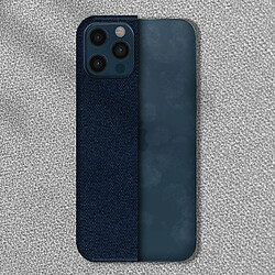 Avizar Coque iPhone 12 / 12 Pro Rigide Finition Tissu Anti-traces Lavable Bleu nuit pas cher