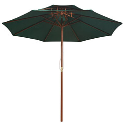 vidaXL Parasol à deux étages avec poteau en bois 270 x 270 cm vert