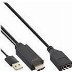 INLINE HDMI M to DisplayPort F Converter Cable - Videokabel - HDMI, USB (nur Strom) männlich zu DisplayPort weiblich - 30 cm - Schwarz - 4K Unterstützung, aktiv pas cher