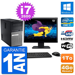 PC Dell 3010 MT Ecran 19" i7-2600 RAM 4Go Disque Dur 1To HDMI Windows 10 Wifi - Occasion