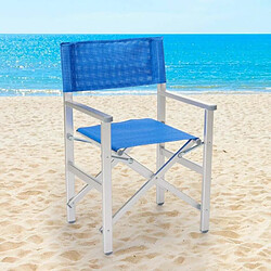 Avis Beach And Garden Design Chaise de plage pliante portable en aluminium textilène Regista Gold | Bleu