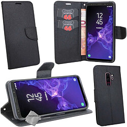 Htdmobiles Housse etui portefeuille pour Samsung Galaxy S9 + film ecran - NOIR / NOIR