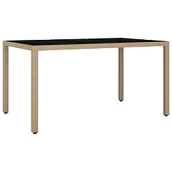 Maison Chic Table de jardin | Table d'extérieur plateau en verre Résine tressée verre trempé -GKD93556