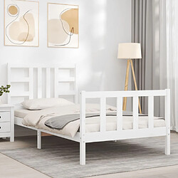 Avis Maison Chic Lit adulte - Cadre Structure de lit avec tête de lit Contemporain blanc 90x200 cm bois massif -MN39387