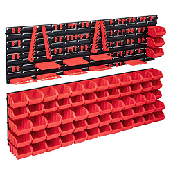 vidaXL Kit de bacs de stockage et panneaux muraux 141pcs rouge et noir