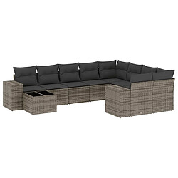 Maison Chic Salon de jardin avec coussins 10 pcs | Ensemble de Table et chaises | Mobilier d'Extérieur gris résine tressée -GKD86547