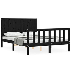 Maison Chic Lit adulte - Cadre Structure de lit avec tête de lit Contemporain noir 120x200 cm bois massif -MN17328