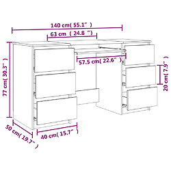 vidaXL Bureau Chêne sonoma 140x50x77 cm Bois d'ingénierie pas cher