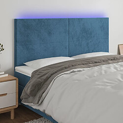 Maison Chic Tête de lit scandinave à LED,meuble de chambre Bleu foncé 200x5x118/128 cm Velours -MN90519