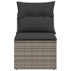 Avis vidaXL Chaise de jardin sans accoudoirs avec coussins gris poly rotin