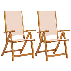 vidaXL Chaises pliables de jardin lot de 2 bois d'acacia et textilène