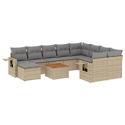 vidaXL Salon de jardin et coussins 11 pcs mélange beige résine tressée