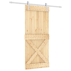 vidaXL Porte coulissante et kit de quincaillerie 90x210 cm pin massif