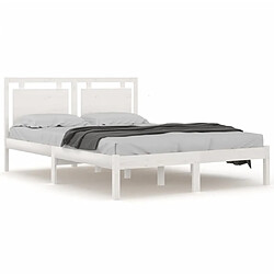 Maison Chic Lit adulte - Lit simple Cadre de lit,Structure du lit Contemporain Blanc Bois massif 160x200 cm -MN20080