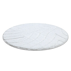 RUGSX Tapis de salle de bain SUPREME cercle WAVES, vagues, antidérapant, doux - blanc cercle 100 cm