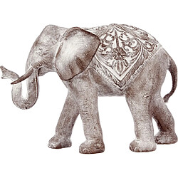 Atmosphera, Createur D'Interieur Statue Eléphant en résine - H. 30 cm - Gris effet blanchi