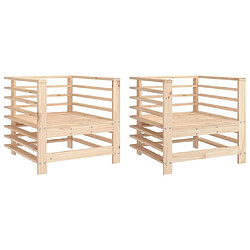 Maison Chic Lot de 2 Chaises de jardin,Fauteuil d'extérieur bois massif de pin -MN20390