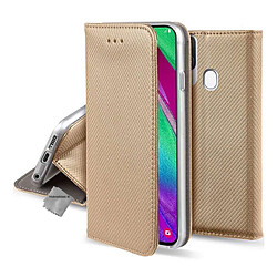 Htdmobiles Housse etui portefeuille pour Samsung Galaxy A20e + film ecran - OR MAGNET