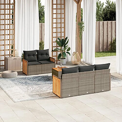 Maison Chic Salon de jardin 6 pcs avec coussins | Ensemble de Table et chaises | Mobilier d'Extérieur gris résine tressée -GKD48222