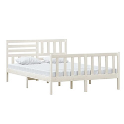 Avis Maison Chic Lit adulte - Lit simple Cadre de lit,Structure du lit Contemporain Blanc Bois massif 140x200 cm -MN69861