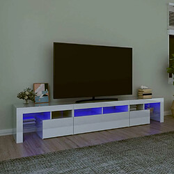 Maison Chic Meuble TV avec lumières LED, Banc TV pour salon, Meuble de rangement Blanc brillant 230x36,5x40 cm -GKD59831