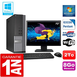 PC DELL 7020 SFF Intel G3220 Ram 8Go Disque 2 To Wifi W7 Ecran 19" - Occasion