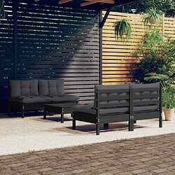 vidaXL Salon de jardin 5 pcs avec coussins anthracite Bois de pin