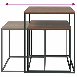 Maison Chic Ensemble de 2 Tables basses,Table Console pour salon Bois d'ingénierie et métal -MN62981 pas cher