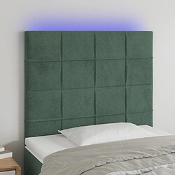 Maison Chic Tête de lit moderne à LED lumineuse pour chambre - Décoration de lit Vert foncé 80x5x118/128 cm Velours -MN48273