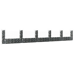 vidaXL Panier de gabion en forme de U avec 6 poteaux Fer 620x20x100 cm