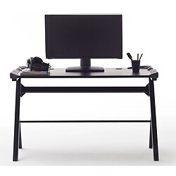 Pegane Bureau d'ordinateur avec LED et couvercle coloris noir - Longueur 120 x Hauteur 73 x Profondeur 60 cm