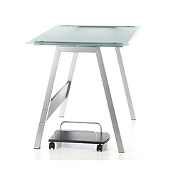 Table informatique DELPHI, verre satiné / argent hjh OFFICE pas cher