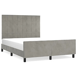 Maison Chic Lit adulte - Cadre Structure de lit avec tête de lit Contemporain Gris clair 140x190 cm Velours -MN61251