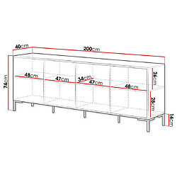 Acheter Bestmobilier Cambridge - buffet bas - bois et noir - 200 cm