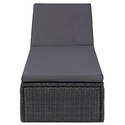 vidaXL Chaise longue Résine tressée Noir et gris foncé