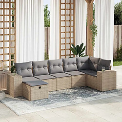 vidaXL Salon de jardin avec coussins 7 pcs beige résine tressée