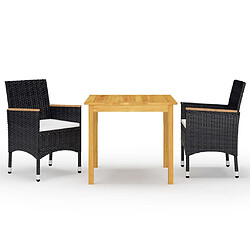 Maison Chic Ensemble de salle à manger de jardin 3 pcs,Table et chaises d'extérieur Noir -GKD250366